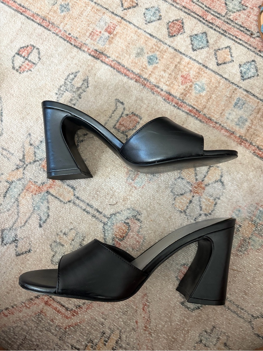 Nine West Black Open-Toe Mule Heels